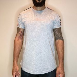 BooHooMAN T-Shirt, Size L, Color: Silver/Orange/Navy